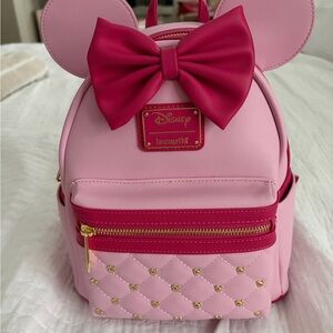 Disney Pink and Red Minnie Mouse Quilted Loungefly Backpack